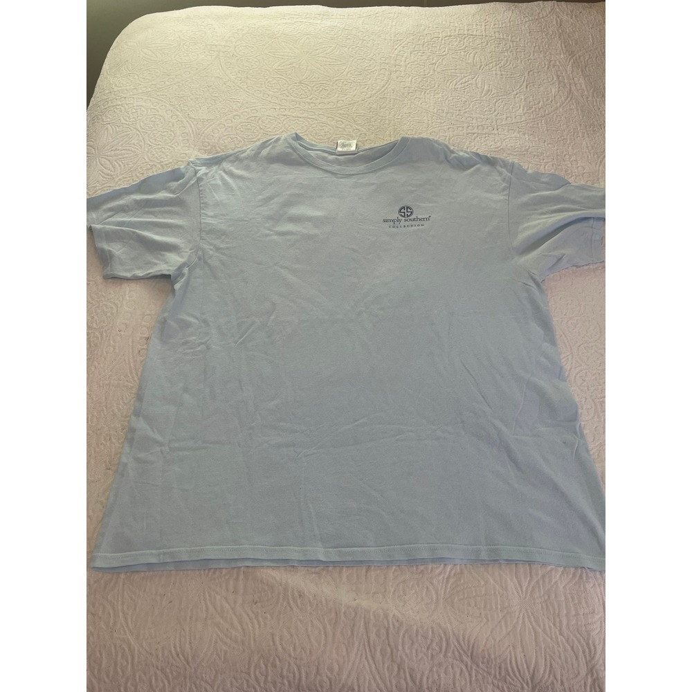 Simply Southern Florida Crab Graphic T-Shirt Light Blue XL Short Sleeve Cotton
